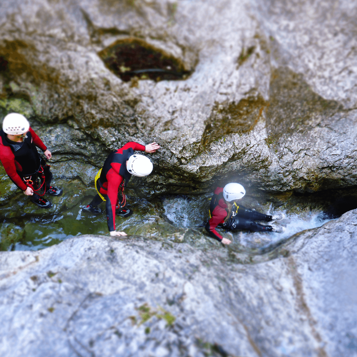 Rutschen beim Canyoning